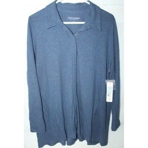 Soft Surroundings Womens PL 14 / 16 Petite Tallie Button Top Navy Blue NWT New